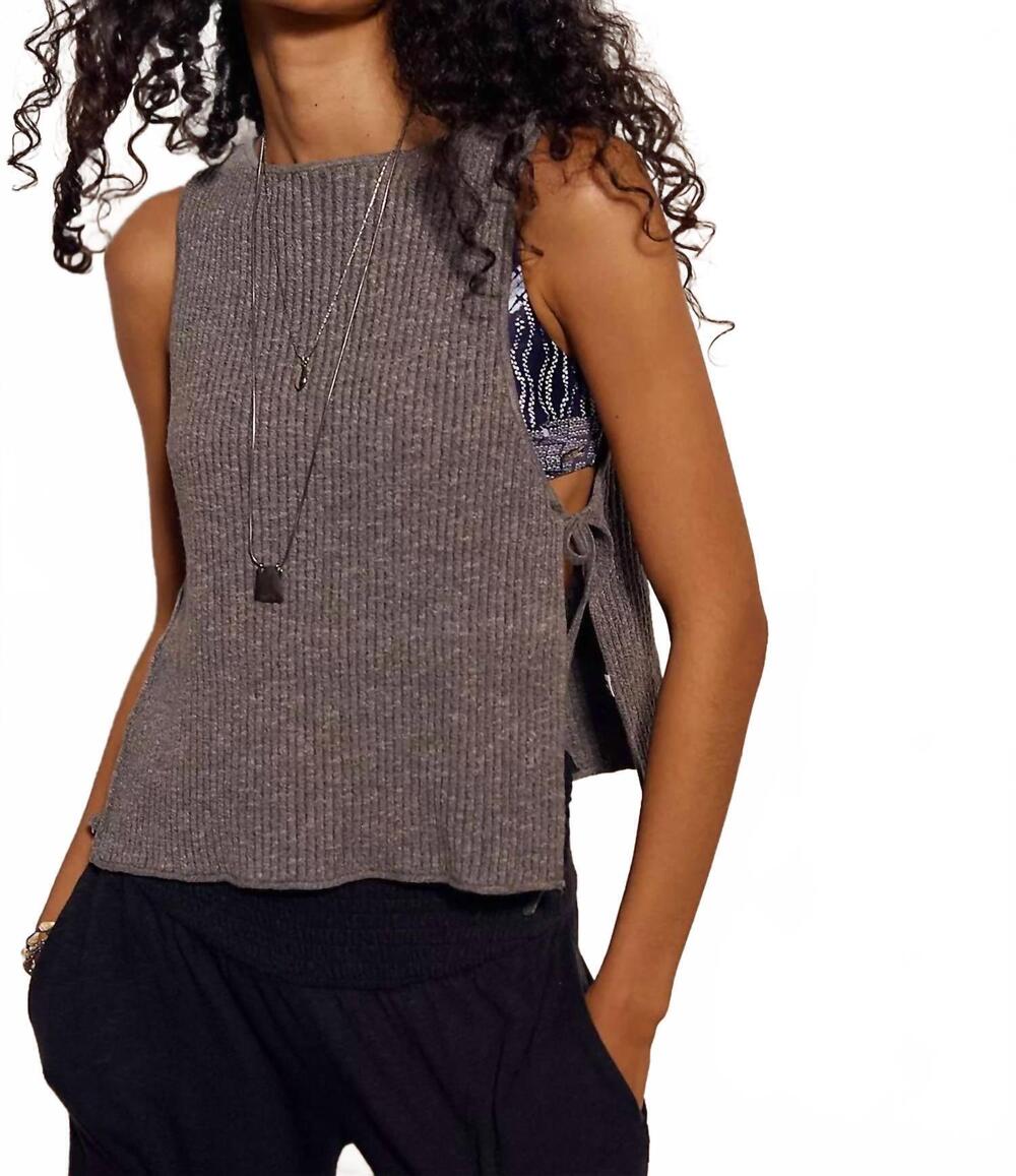 NEW FREE PEOPLE lizzie sweater top in smoked pearl combo